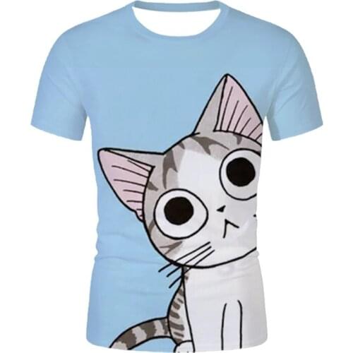 2021New Fashion Printed Pet Cat T-Shirt For Men And Women 3d Printed Fun Cat Street Sports T-Shirt For Men And Women