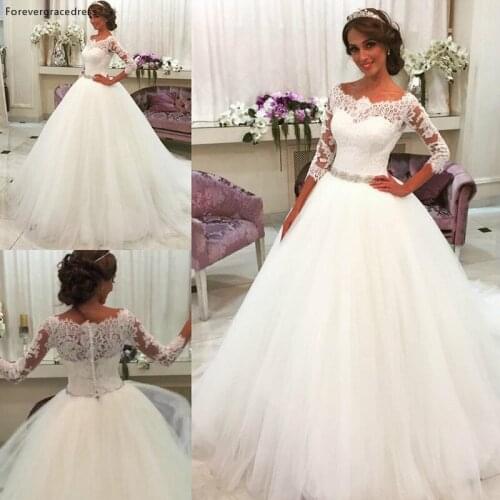 New Arrival Romantic White Wedding Dresses Ball Gown Tulle Lace Dream Princess Bridal Party Gowns Plus Size