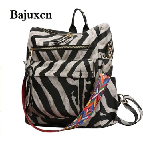 2021 summer new trend zebra cow pattern backpack soft leather school bag large capacity shoulder bag multifunctional travel bag