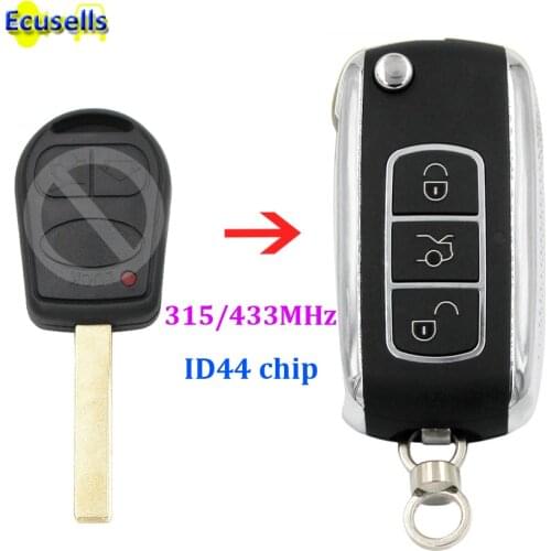 Upgraded flip 3 buttons Remote Key Fob 315mhz 433MHz ID44 PCF7935 chip for Land Rover Range Rover Sport 2002-2006 uncut HU92