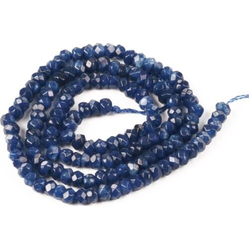Bulk Wholesale Natural Stone Blue Faceted Flat Jades Beads Round Loose Beads Needlework for Jewelry Making DIY Bracelet 2-4mm
