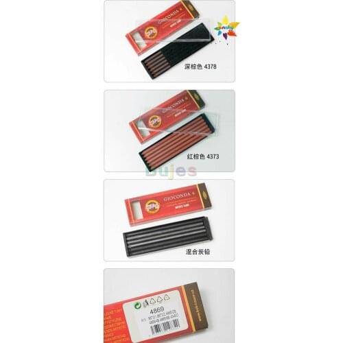 Original 6pc czech KOH-I-NOOR 5.6 mm big core color pencil engineering drawing design color pencil brown coffee drawing pencil