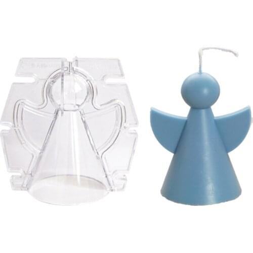 Two-Piece Plastic Candle Mold 3D Christmas Angel Shape with Wing Mould for Candle Making DIY Homemade Candles