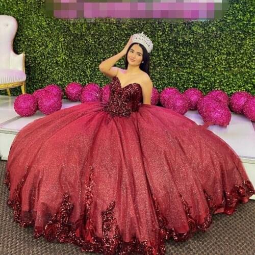Amazing Burgundy Quinceanera Dresses vestido de 15 años 2020 Sweet 16 Dress Lace Applique High Quality vestidos de xv años