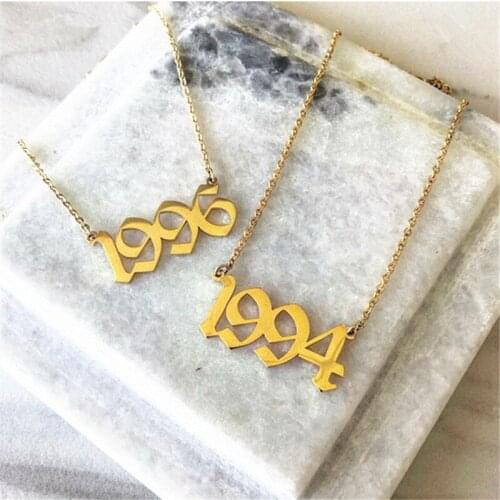 Handmade Old English Number Necklace Wedding Anniversary Year Date Gift Custom Jewelry