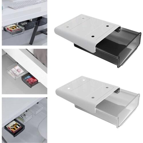 T3EC Self-Adhesive Under Desk Drawer Slide-Out Office Hidden Stationery Organizers Table Storage Box Pencil Tray Holder