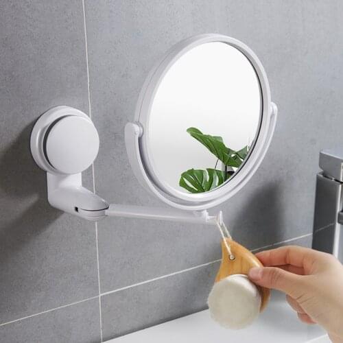 Folding Makeup Mirror Wall Mount Vanity Mirror without drill Swivel Bathroom Mirror Suction Folding Arm Extend shaving mirror A3