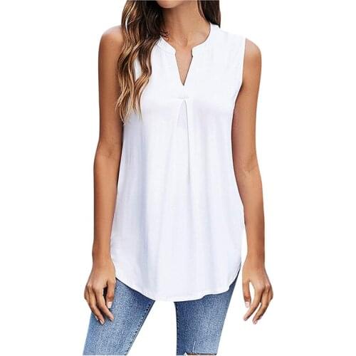 Summer Oversize Tops Womens New Style Casual V-neck Sleeveless Solid Color Long Tank Top Female Loose Vest t-shirt