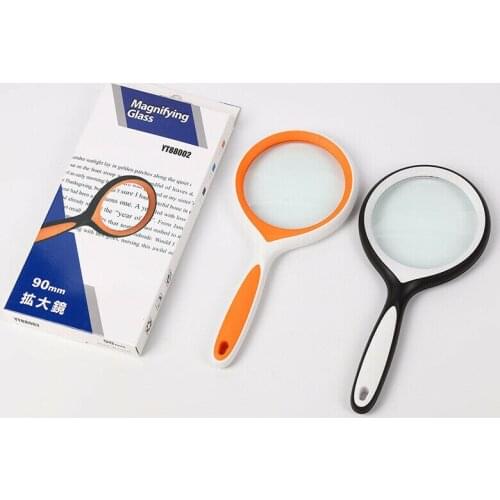 Magnification 2x 80mm Optical Glass Lens Handheld Newspaper Reading Magnifying Glass Repair Low Vision Helping Hand Magnifier
