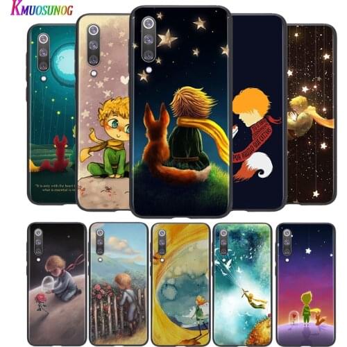Bright Black Cover Cute Little Prince Fox For Xiaomi Mi Poco M2 Note 10 9 8 Pro Play Mix 3 F1 Lite 5G Phone Case