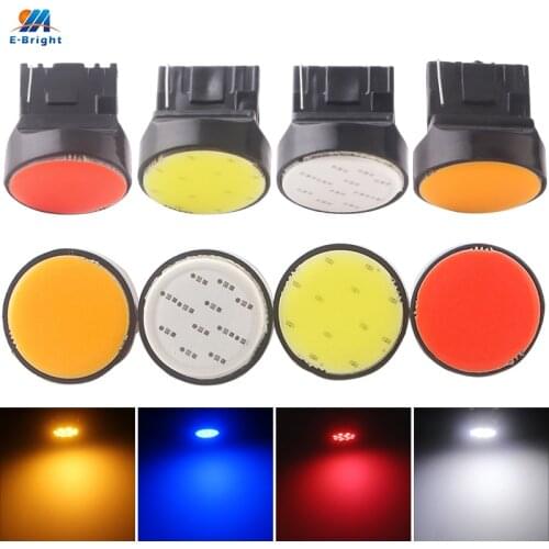 YM E-Bright 2 PCS T20 7440 COB 12 SMD W21W 12V DC 12Led LED Turn Signal For Car Lights Auto Bulbs Rear Parking Lamp White Amber
