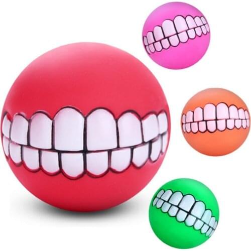 Funny Pets Dog Puppy Cat Ball Teeth Toy PVC Chew Sound Dogs Play Fetching Squeak Toys Pet Supplies