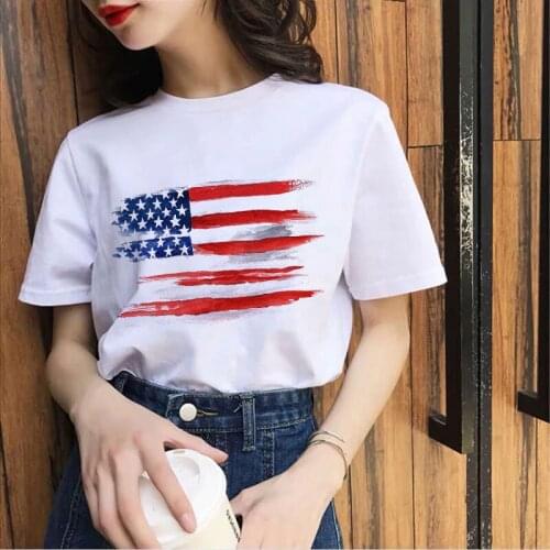 Summer Women Tshirt 2021 National Flag Graphic Print Ladies T-shirts 90s Short Sleeve Casual Fashion Tee Shirt Femme Plus Size