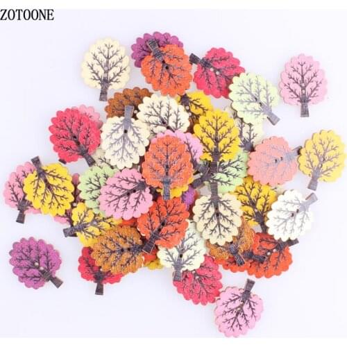 ZOTOONE 100pcs Mix Random Colorful Trees Shaped Wooden Buttons 2 Holes Scrapbooking Products Sewing Buttons Craft for Kids C