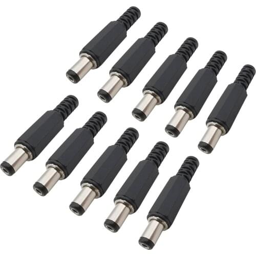 10PCS DC 5.5x2.1 mm Electrical Socket Outlet DC Power Male Plug Connector Socket Solder Adapter DC-022 DC-005 DC Outlet 5.5*2.1