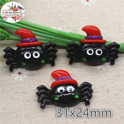 10pcs Resin halloween black spider flat back Cabochon Art Supply Decoration Charm Craft DIY hair bow center