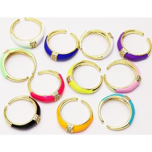 10 piece High quality Open Enamel colorful zirconia rings Summer color jewelry rings Gift for women jewelry Gift