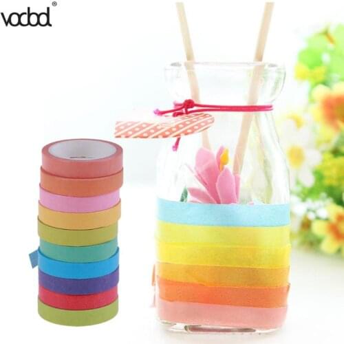 10 Styles Solid Color Paper Tape Adhesive Sticker Writable DIY Japanese Decorative Adhesive Tape Scrapbooking Washi Masking Tape