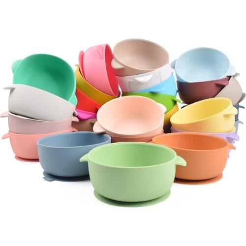 100% Food Grade Childrens Tableware Silicon Bowl Spoon Fork Baby Bowl Set Feeding Waterproof Training Bowl Baby Accessories