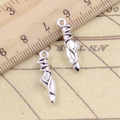 20pcs Charms Ballet Shoes 23x6x4mm Tibetan Bronze Silver Color Pendants Antique Jewelry Making DIY Handmade Craft