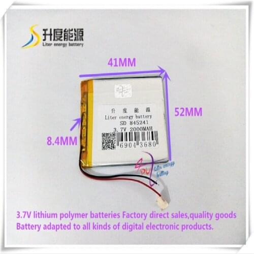 3.7V 2000mAH 845241 polymer lithium ion battery Li-ion battery for power bank E-BOOK MP4 GPS PHONE