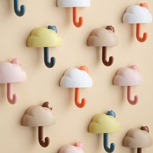Creative Cute Cloud Adhesive Hooks Strong and Traceless Viscose Wall Hanging Hooks Key Holder Home Kitchen Bathroom Accessories