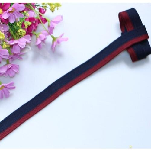 3 yard 2.1cm dark blue wine red soft stripe cotton skirt pants with colorful elastic binding band at the waist