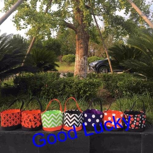 50pcs/lot free shipping Monogrammed Treat or Trick Bag Halloween sack children gift tote bucket halloween tote bags