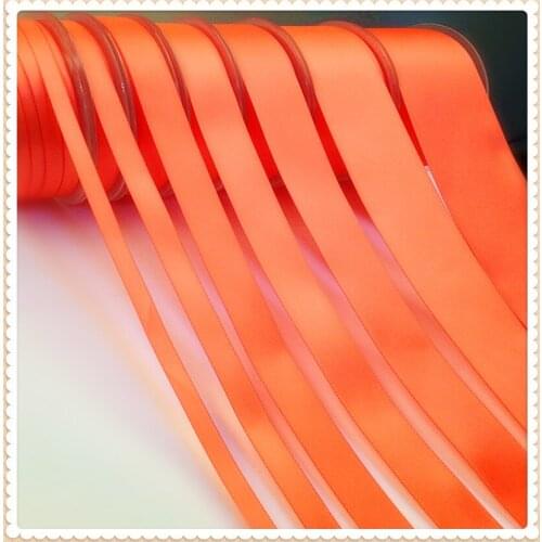 6mm,9mm,13mm,16mm,19mm,22mm,25mm,32mm,38mm,50mm,63mm,75mm,100mm X 100yards Solid Orange Double Face Satin Ribbon