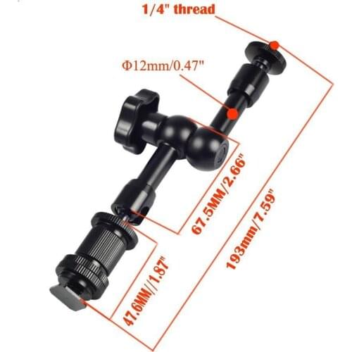 7" Magic Arm Articulating Friction Arm with Hot Shoe Mounts 1/4" Screw for DSLR