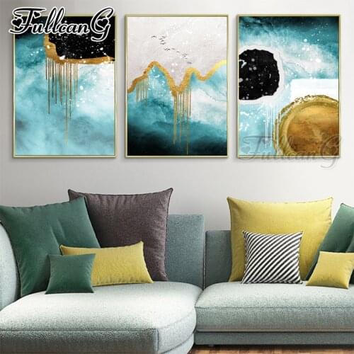 FULLCANG 5d diy diamond embroidery sale abstract colorful landscape painting triptych full square round drill home decor FC3454