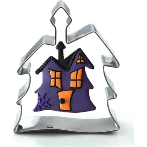 Free Shipping 1pc Halloween House Cookie Cutters Cooking Tools Fondant Biscuit Paste Mold Cake Decorating Resin Sugar Candy