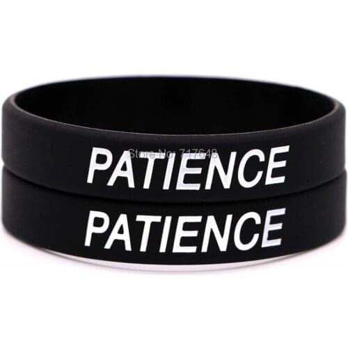 100pcs Inspirational Quote PATIENCE wristband silicone bracelets free shipping by ePacket A