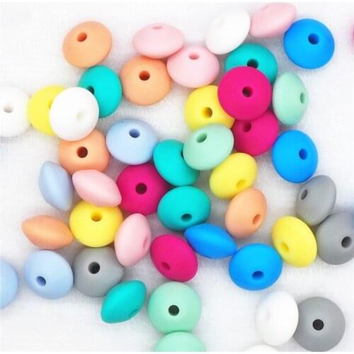 Chengkai 100pcs 12*7mm Silicone Lentil Beads DIY Baby Pacifier Dummy Abacus Jewelry Sensory Toy Making Beads BPA Free