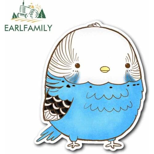 EARLFAMILY 13cm x 11.1cm Cartoon Blue Parakeet Bird Pet Animal Wall Sticker Living Room Nature Parakeet Animal Bird Vinyl Decals