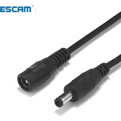 ESCAM 1pcs DC Power Extension Cable 3 Meter/ 10FT Jack Socket To 5.5mmx2.1mm Male Plug For CCTV Camera 12 Volt Extension Cord