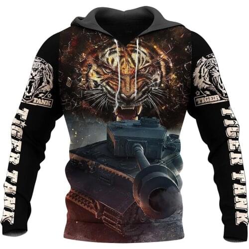 World Of Tanks Game 3D Tiger Tank Hoodies Men Hipster Streetwear Outfit Autumn Hiphop Hood Sweatshirts Tops Clothes Drop ship-66