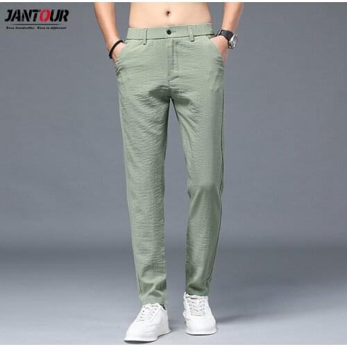 Jantour Brands pants Men 2021 New Design Casual hombres pantalones Slim Pant male Trousers Green Fashion Business Tie Pants Man