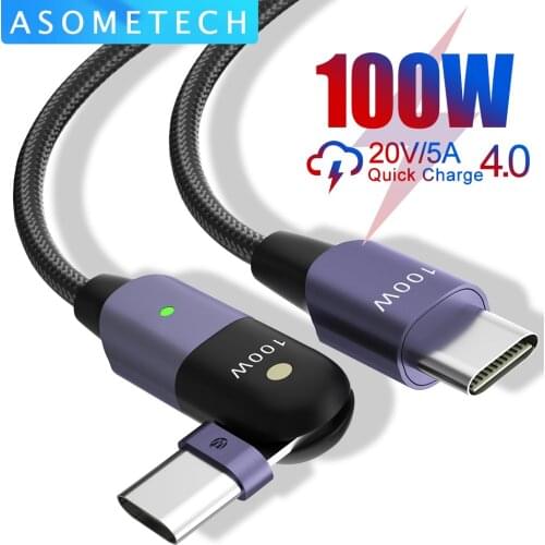 180 Rotation 100W USB C To USB C Cable PD QC3.0 QC4.0 Fast Charger Cord USB-C Type-c Cable For MacBook Pro Xiaomi Samsung Huawei