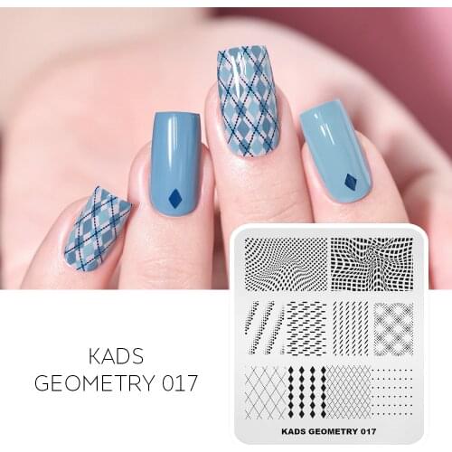 KADS Nail Art Stamping Plate Geometry 017 Design Pattern Nail Image Template Manicure Stencil for Nail DIY Polish Stamping Tools
