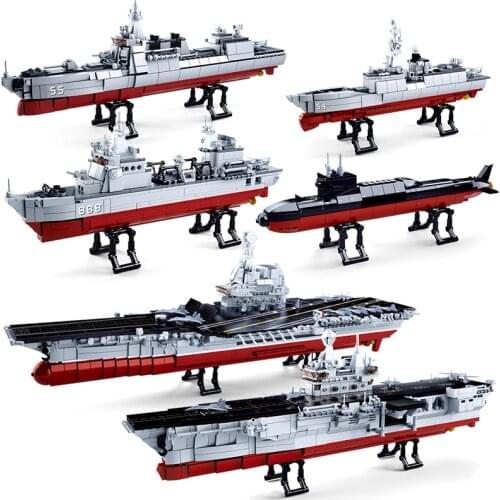 Sluban boy girl military navy Ship boat sets building kit blocks kids toys brick aircrafted carrier DIY army warship submarine