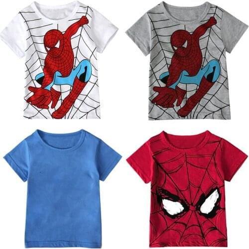 Summer Boys Graphic T-Shirt Boys Superhero Tops Tees Kids Spiderman Face-changing Captain America T Shirt Children Clothes