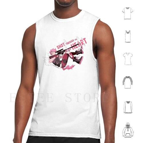 Shot Through The Heart Tank Tops Vest Cupid Sniper Valentines Character Punk Pink Gun
