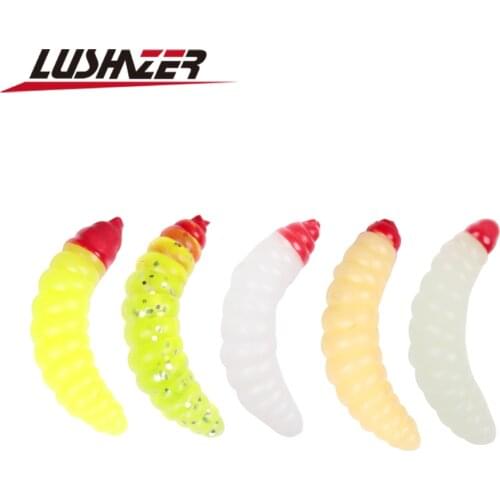 100pcs/lot LUSHAZER fishing soft lure 0.65g 2cm cheap fishing lure maggot worm insect soft bait herring lure carp bait