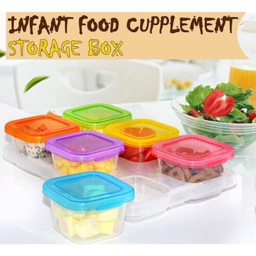 6Pcs Set Baby Food Container Freezer & Microwave Storage Box Baby Milk Infant Food Supplement Lunch Portable Snack Tableware