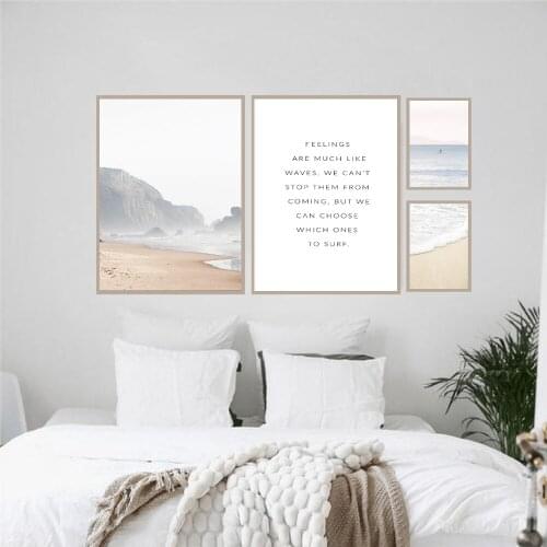 Mountain Beach Sea Surf Feelings Quote Wall Art Canvas Painting Nordic Posters And Prints Wall Pictures For Living Room Decor