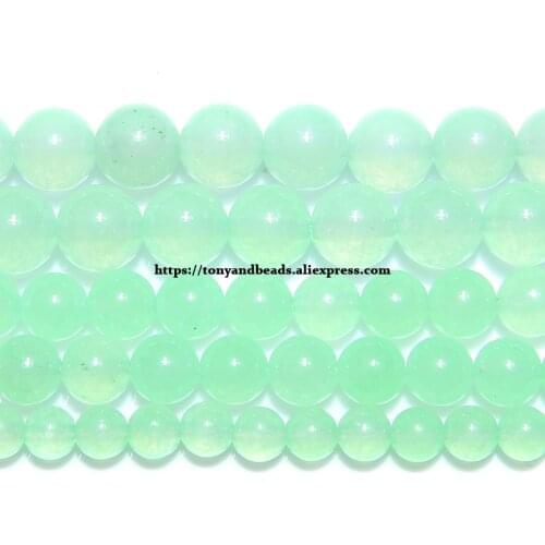 Free Shipping Natural Stone Lt Green Chalcedony Jades Round Loose Beads 6 8 10 MM Pick Size