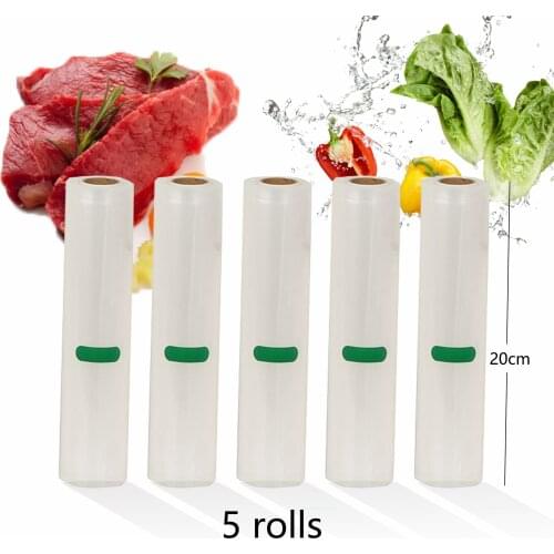 BPA FREE 5 Rolls/Lot Vacuum bag Storage Bags for Sealer Vacuum Packer Packing Food Sealer Bag 20cm*500cm