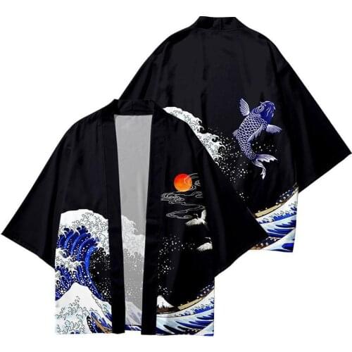 New Summer Kanagawa Kide Cardigan Robe Clothes Thin Coat Cloak Seven-point Sleeve Feather Woven Kimono Outfits