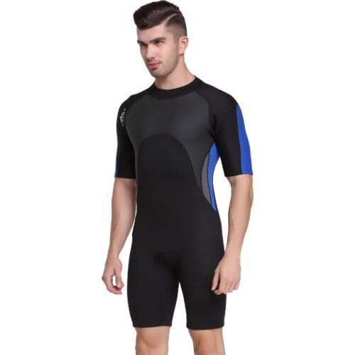 New 2mm Mens Wetsuit Shorty Black One-piece Short Sleeve Wet Suits Diving Suit for Scuba Diving Surfing Snorkeling Winter